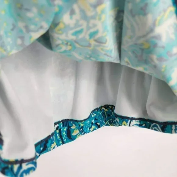 Chaps 12 Blue Green Yellow Abstract Paisley Neck Tie Padded Tankini Swimsuit Top - Picture 7 of 11